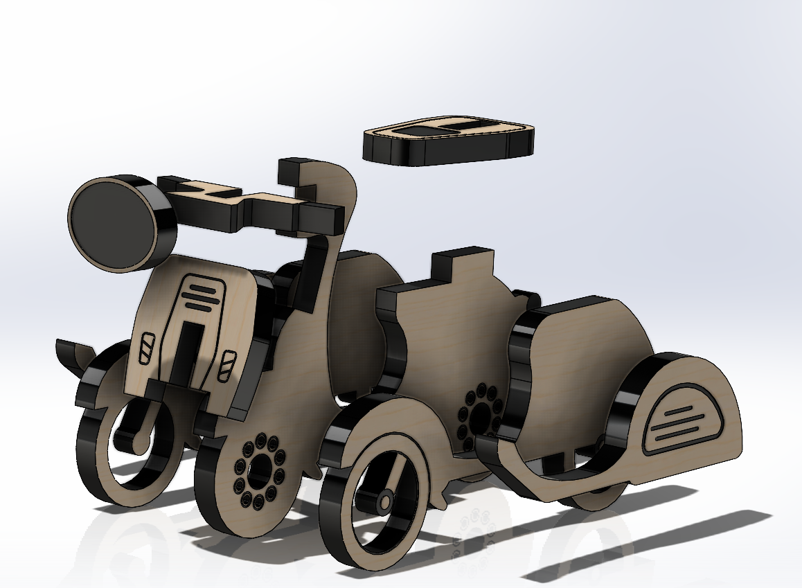 CNC激光切割机和3D打印摩托车模型套件 3D打印模型